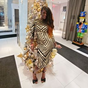 Gold and black sequins dress